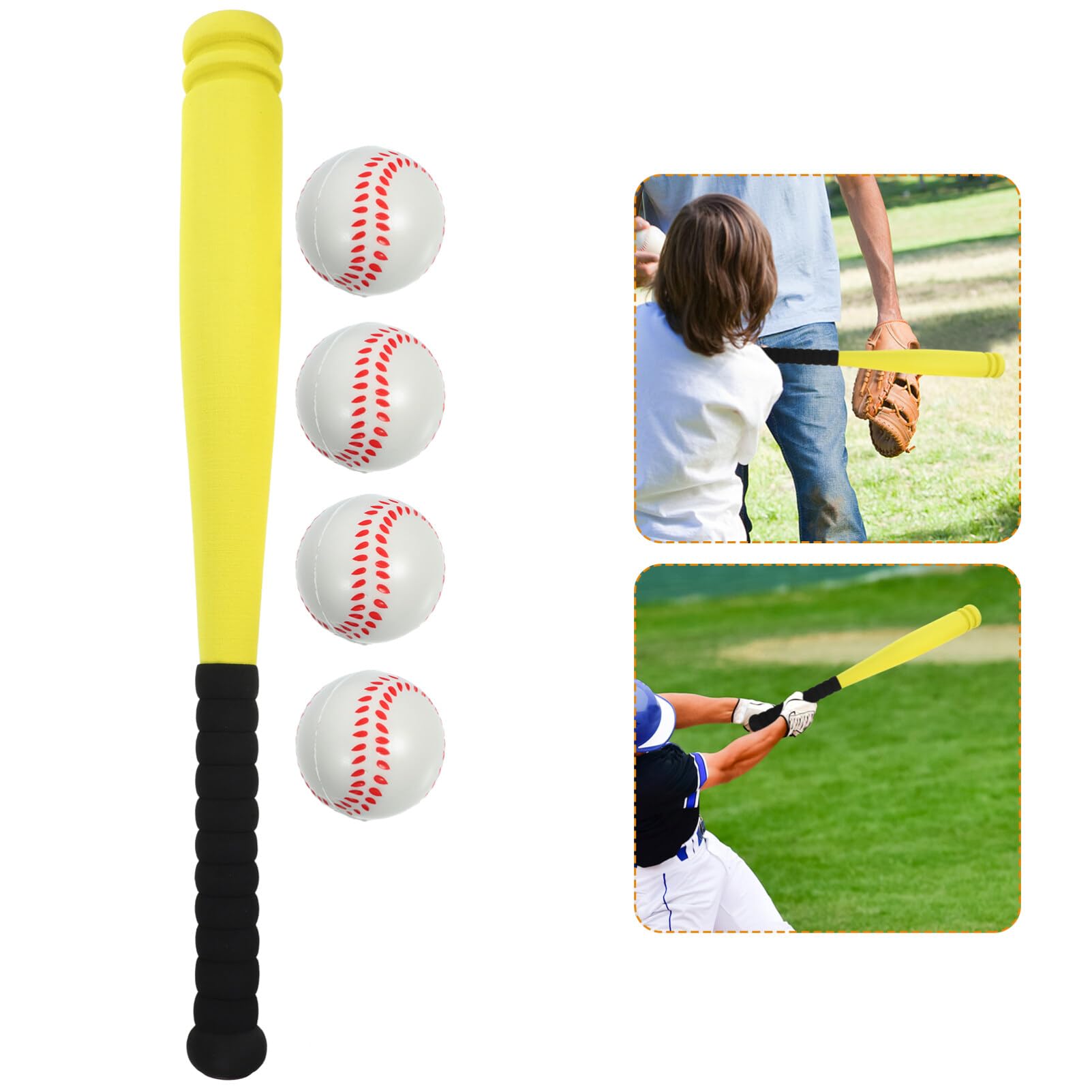 Batte de baseball pour enfants en mousse avec 4 balles de 53 cm - Batte de baseball de sécurité en plastique - Pour enfants, tout-petits, garçons et filles