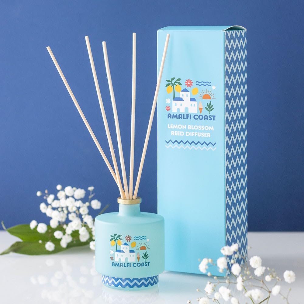 Amalfi Coast Lemon Blossom Reed Diffuser, Fresh Citrus Scent, Mediterranean Theme, 100ml
