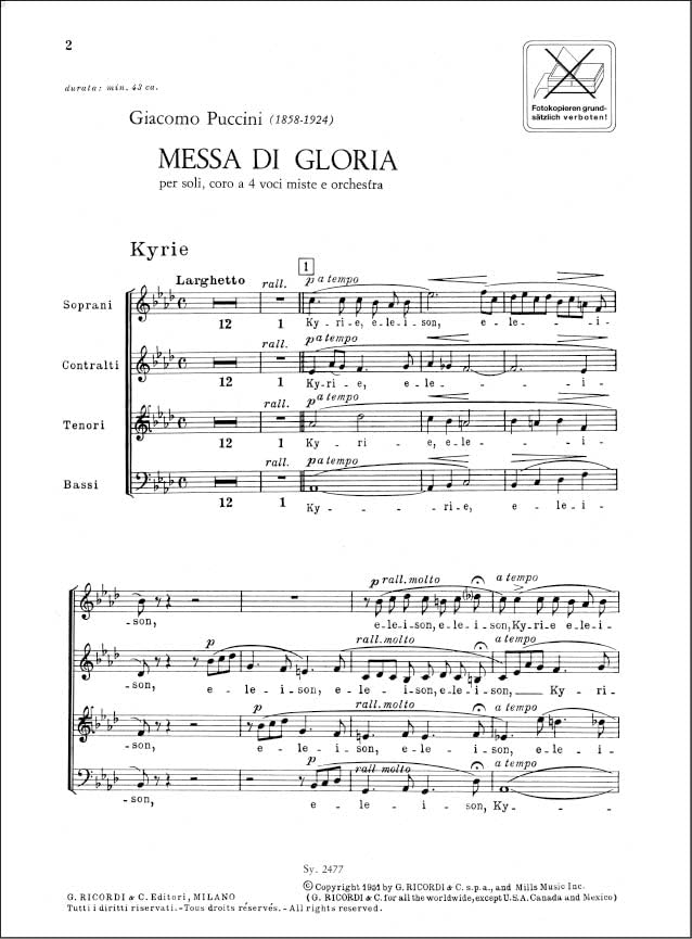 Messa di Gloria (lat.)