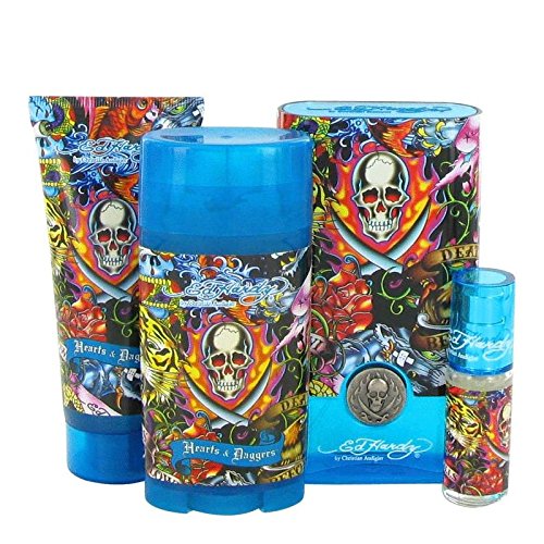 Ed Hardy Hearts & Daggers By Christian Audigier Gift Set -- 3.4 Oz Eau De Toilette Spray + 3 Oz Shower Gel + 2.75 Oz Deodorant Stick + .25 Oz Mini Edt Spray Men