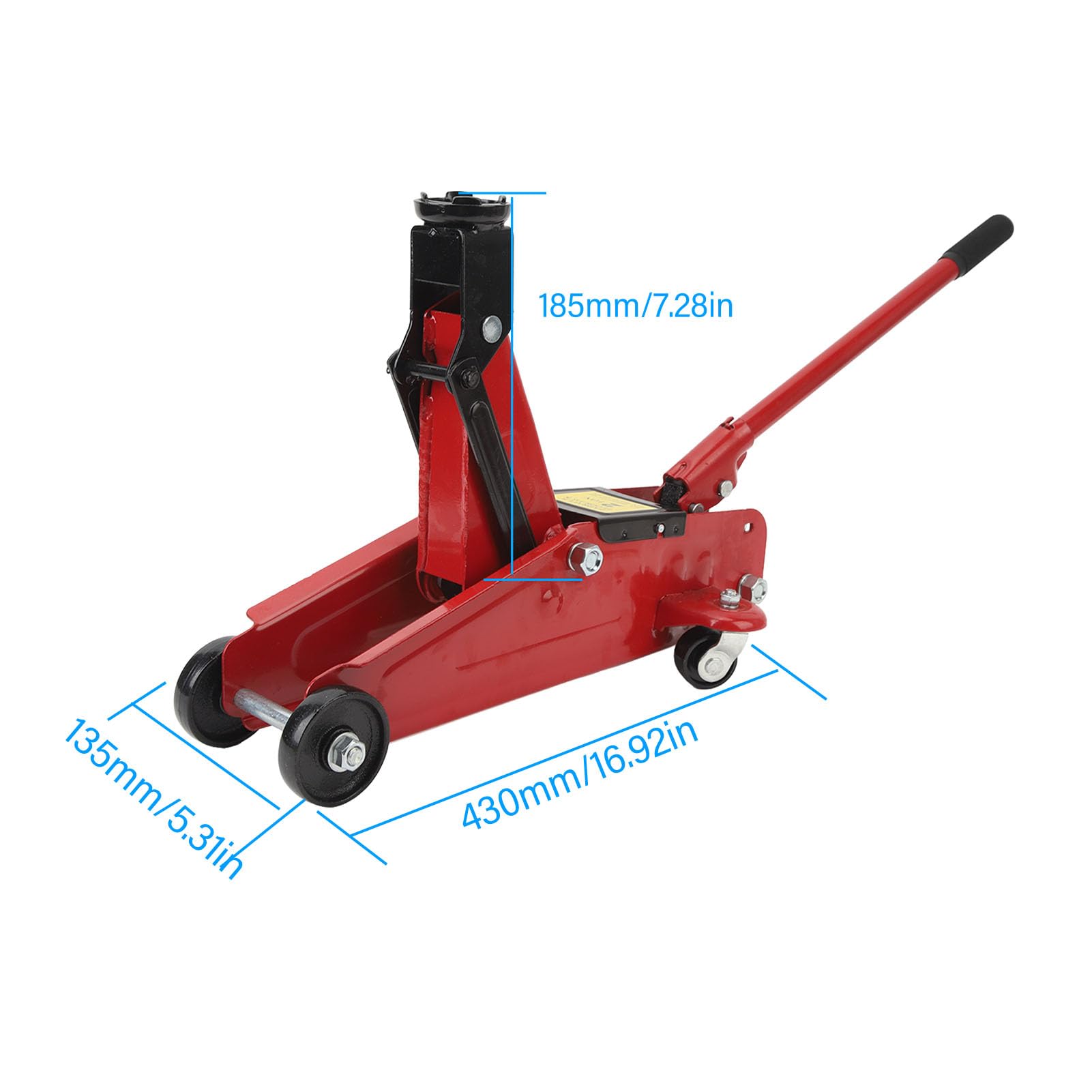 Cric idraulico a carrello 2 tonnellate, capacità 4.409,25 libbre, portata di sollevamento 135-320 mm, sollevatore per auto portatile leggero per SUV e piccoli veicoli