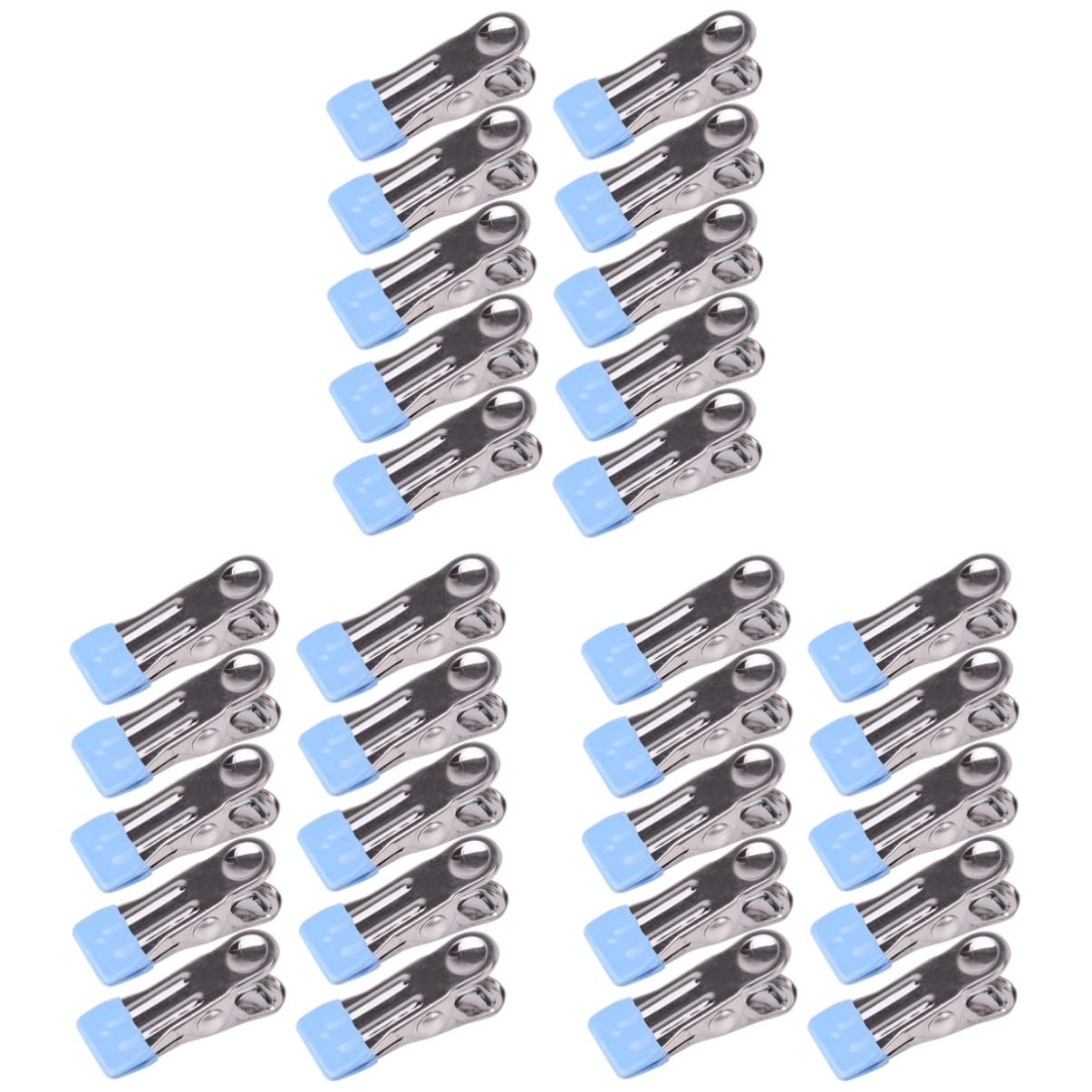 NUOBESTY 30pezzi Mollette Antiscivolo Metallo Clip Multiuso Per Asciugare Vestiti Resistente Al e Antiscivolo Per Asciugamani Calze e Abbigliamento Blu