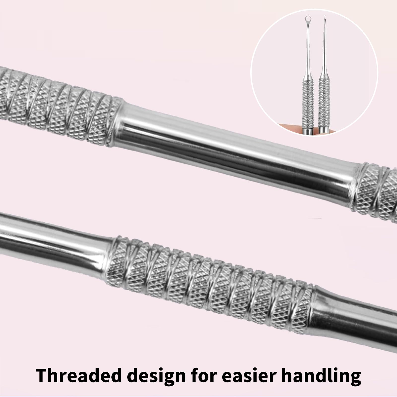 Cuticle Pusher, Tool 2-in-1 Stainless Steel Manicure Tool with Loop and Beveled Tips - Image 3