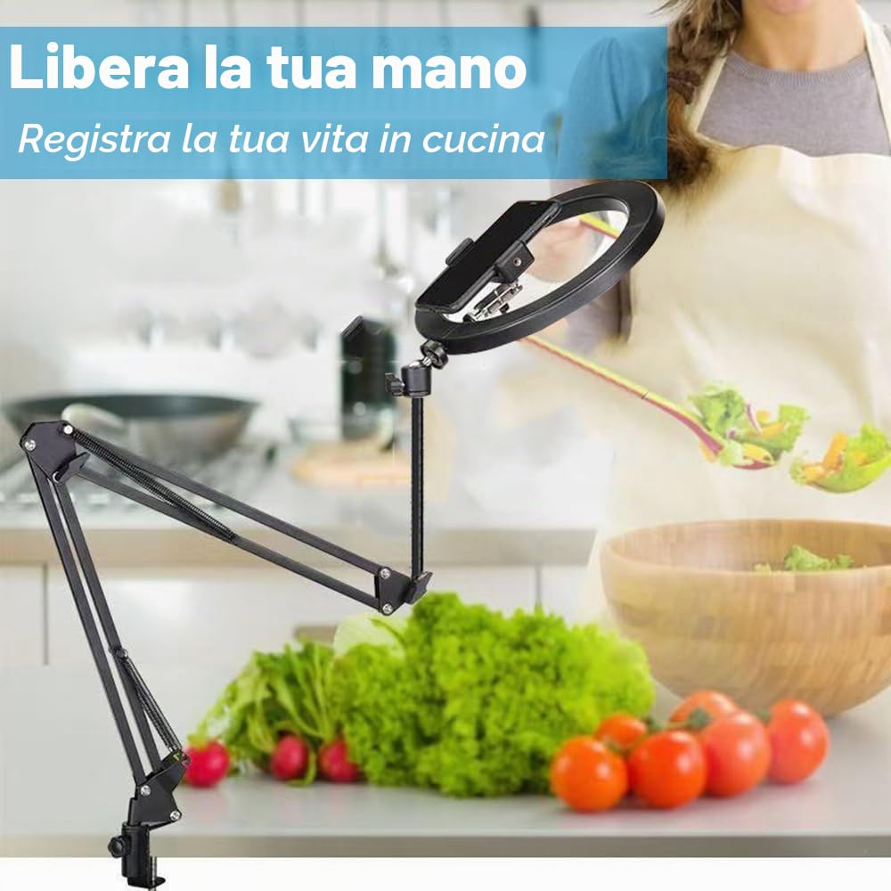 Supporto per Telefono Cellulare, Supporto Cellulare, Rotazione a 360° per Video Braccio articolato Braccio Flessibile per riprese fotografiche Piatte Livestream