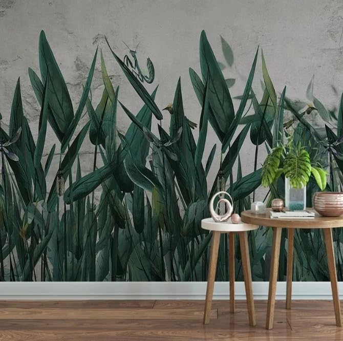 Papier peint moderne feuillage 3D grand format salon et chambre