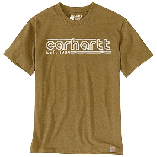 Carhartt Camiseta masculina 106538 folgada leve manga curta logotipo gráfico