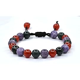 Amazing Gemstone Bracelet for Menopause - Bloodstone Lepidolite Carnelian Bracelet Set for Men Women Healing Calming Anxiety Stress Relief Gifts Pulseras Para Hombres Mujer Stocking Stuffers