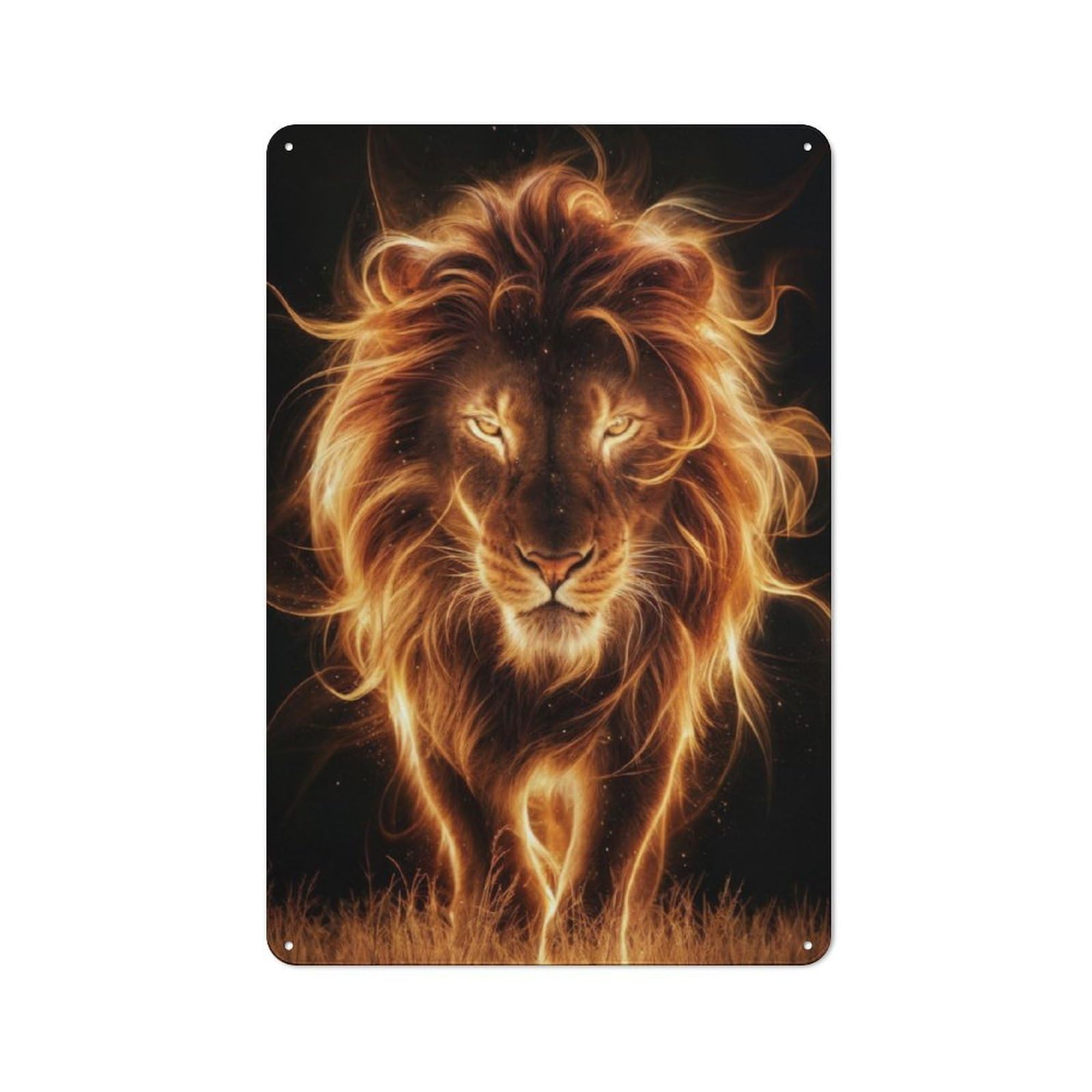 Junmoney Spirit Lion Metal Plaque 30X20cm With For Hallway Wall, Retro Decor, For Themed Interiors In Hallways And Entrance Areas