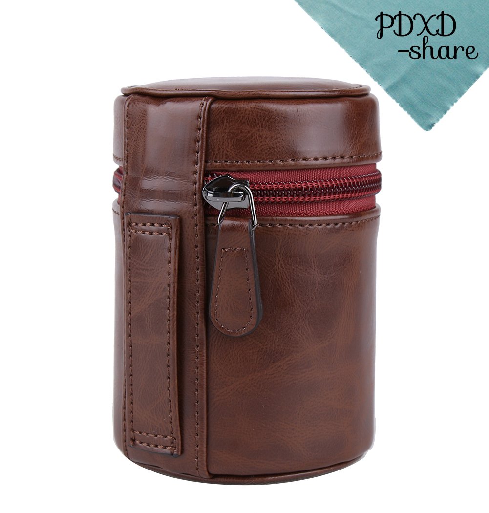 Protective Pu Leather Camera Lens Cases Pouch (60mm x 90mm) (Coffee)