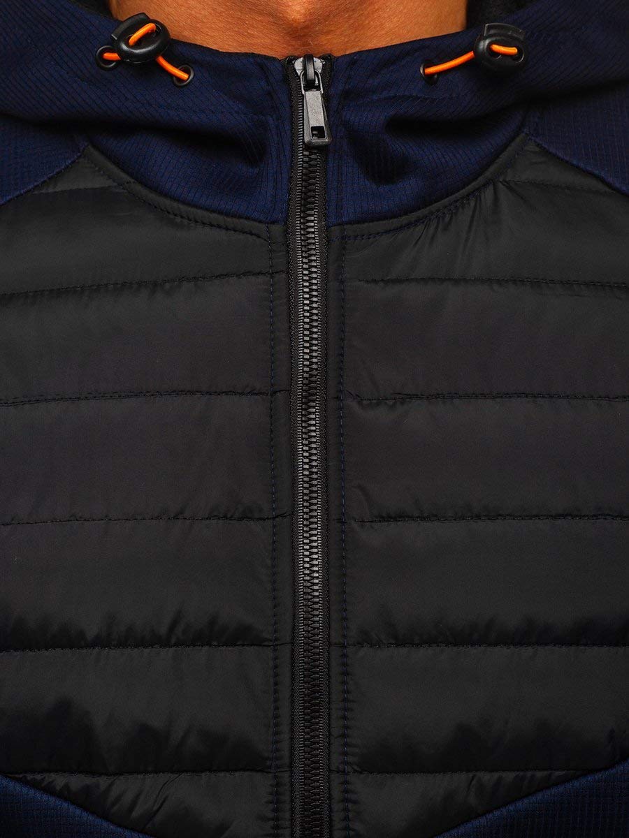 BOLF Hombre Chaqueta guateada de Entretiempo con Capucha Cierre de Cremallera Cuello alto Cazadora Ropa de Abrigo Plumas Bomber Fitness Outdoor Básico Estilo Deportivo Mix 4D4