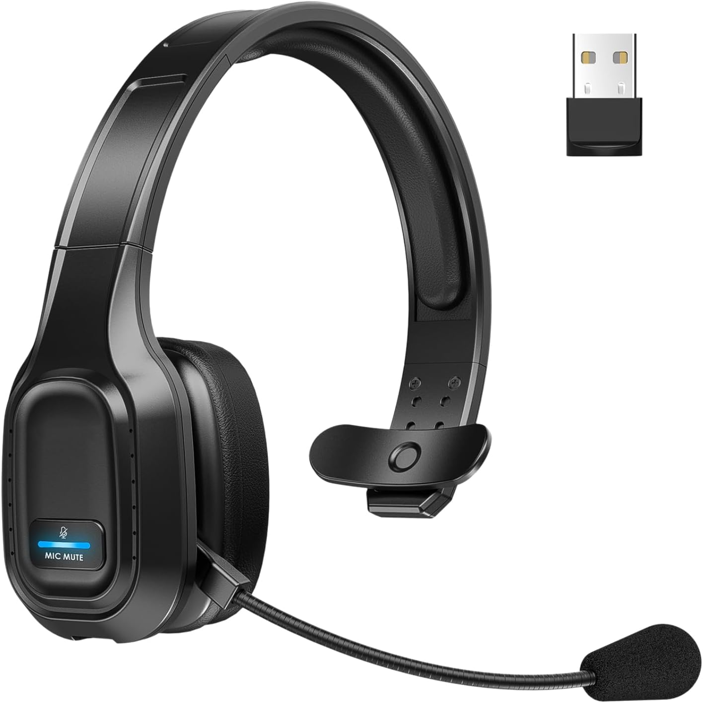 Bluetooth Headset with Microphone for PC, Trucker Bluetooth Headset with AI
