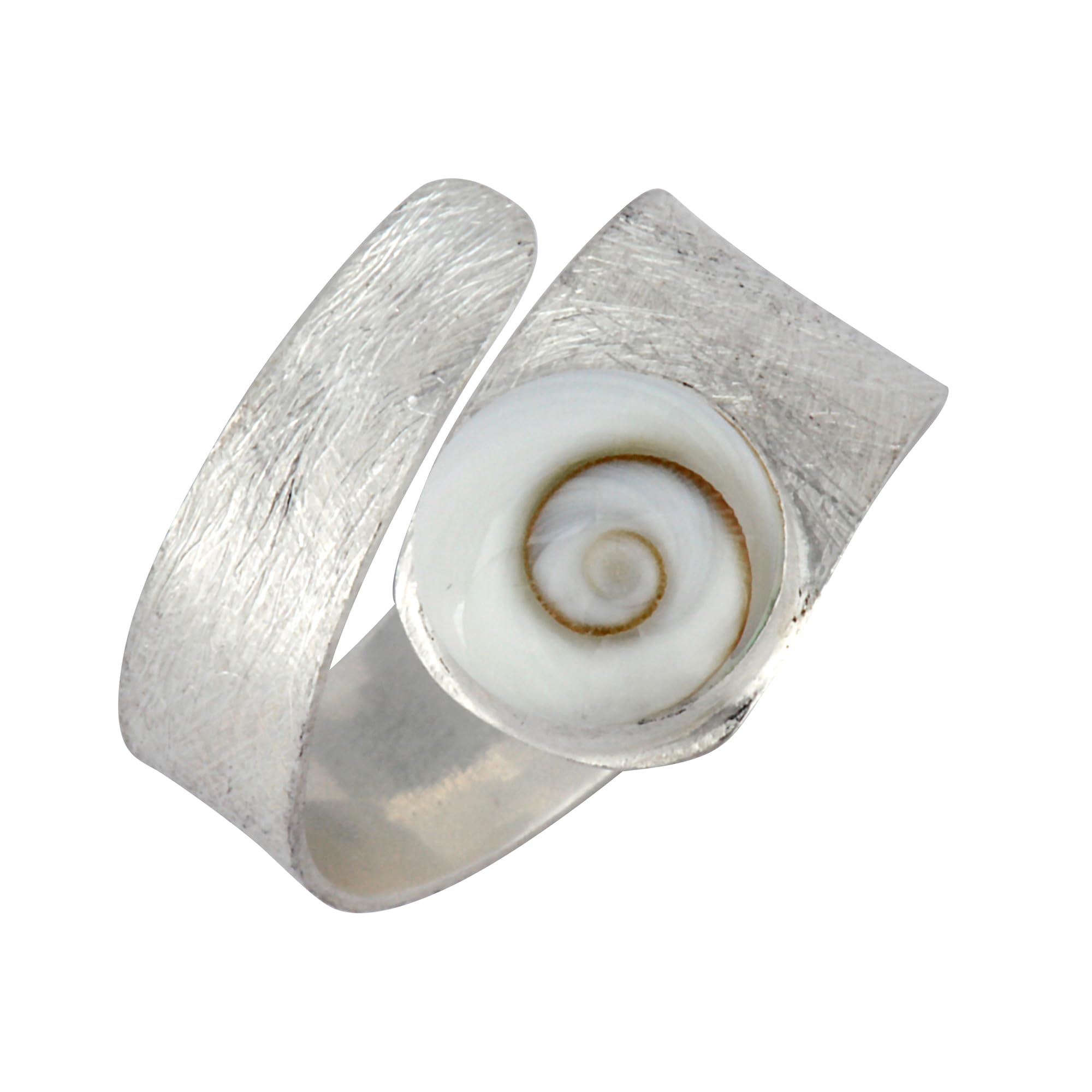 Silverly Anelli Regolabili con Conchiglia di Occhio di Shiva per Donna | Anelli in Argento Sterling 925 | Anello in Argento Massiccio Satinato con Pietra Preziosa