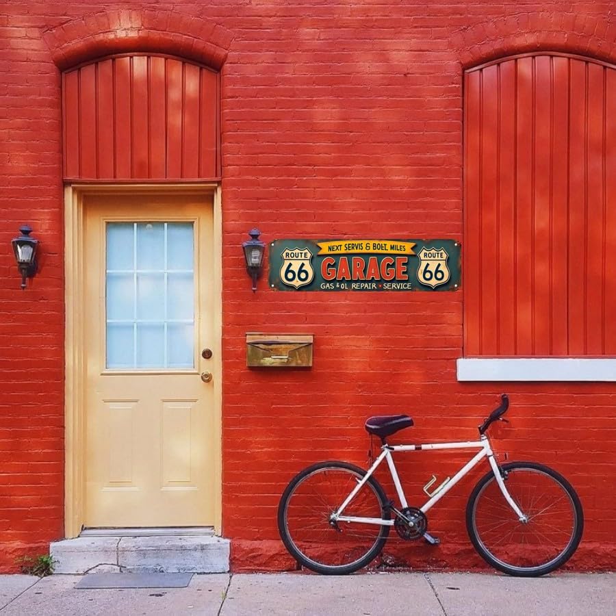 Miniatura 4 de Letreros decorativos de lata para Route 66Route 66 ventiladores de garaje de 16 x 4 pulgadas, se adapta a garaje, cueva de hombre, dormitorio,