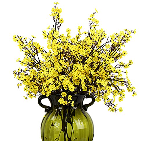 JAKY-Global Babys Breath Fabric Cloth Artificial Flowers 6 Bundle European Fake Silk Plants Decor Wedding Party Decoration Bouquets Real Touch DIY Home Garden(Yellow)