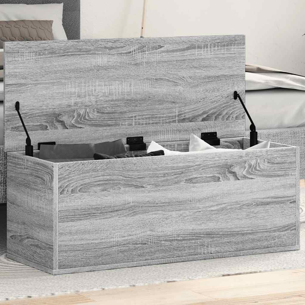 Hothingwell Aufbewahrungsbox, Sonoma, Grau, 90 x 35 x 35 cm, Holz | Großer Stauraum, Deckel mit Tür, vielseitig einsetzbar als Couchtisch