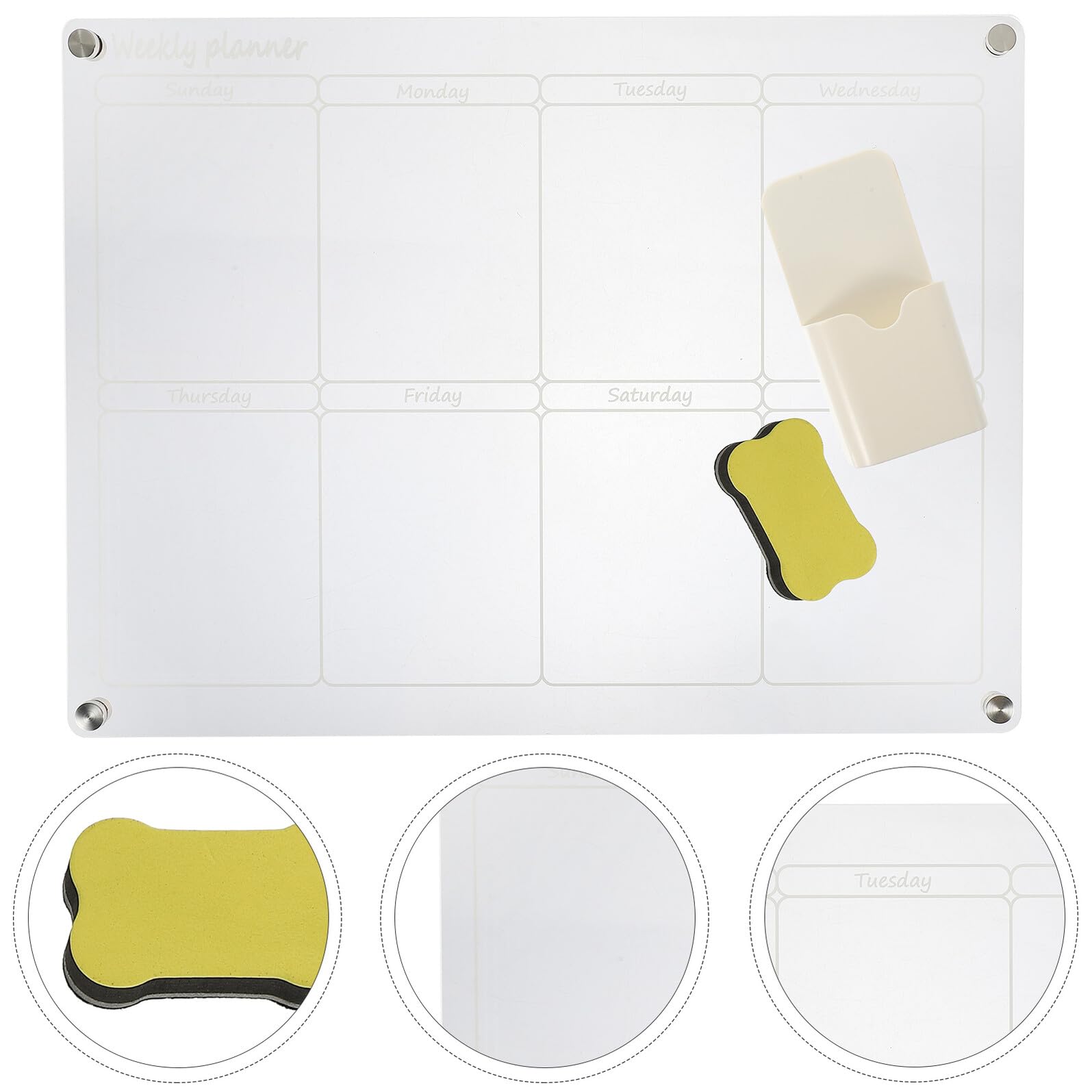 PRETYZOOM Tableau Effaçable à Sec Acrylique Transparent Tableau Mural pour Agenda et Réfrigérateur Réutilisable