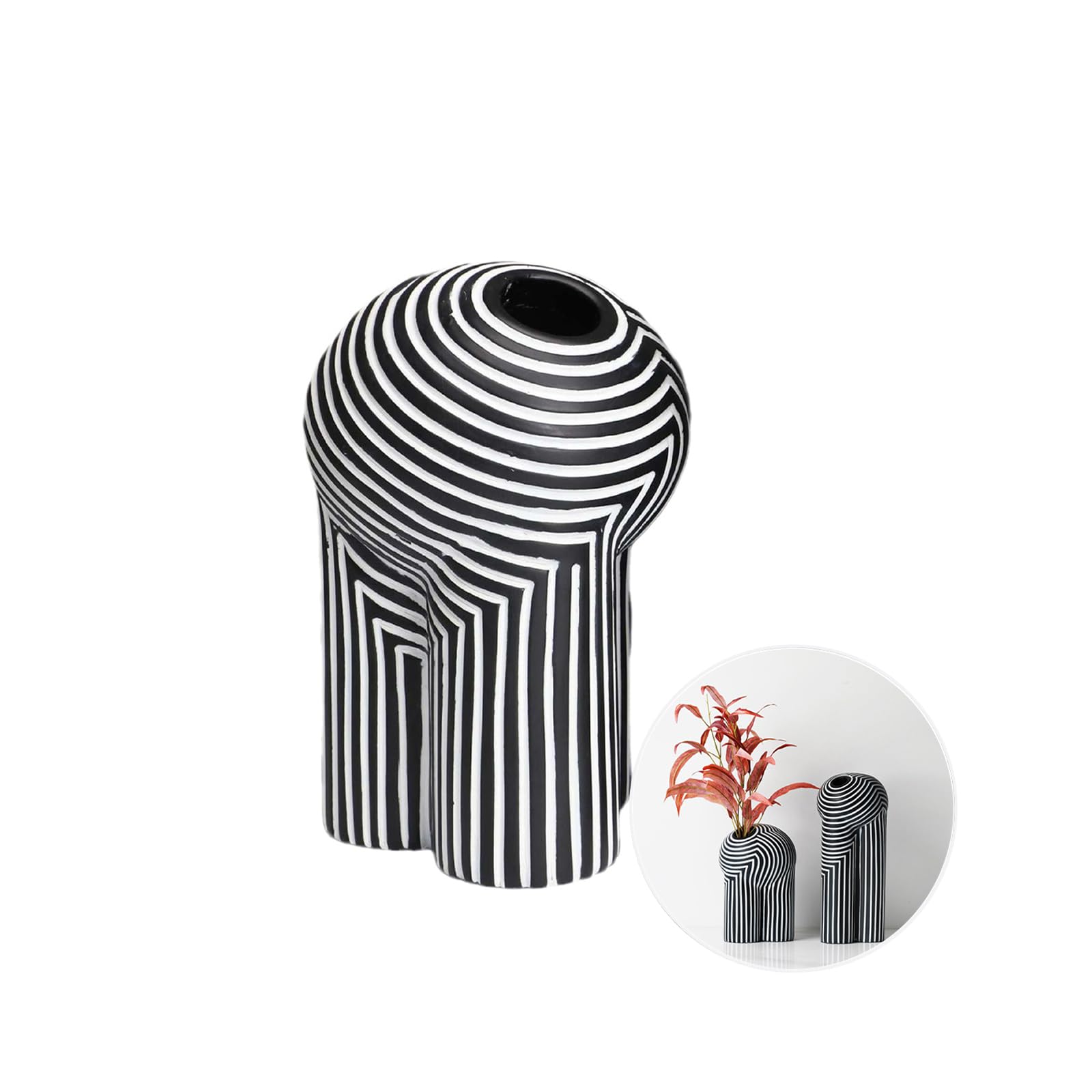 Keramik Vase, Deko Vasen Set, Schwarze Und WeißE Streifen Modern Blumenvase, Vases FüR Tischdeko, Room, BüRo, Eingang, Wohnzimmer,Small