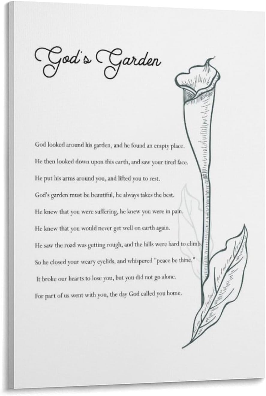 MOJDI God's Garden Poem by God Looked Around His Gardcn And Hc Found An Cmpty Placc He Then Looked Down Up Canvas Painting Wall Art Poster for Bedroom Living Room Decor 08x12inch(20x30cm) Frame-style