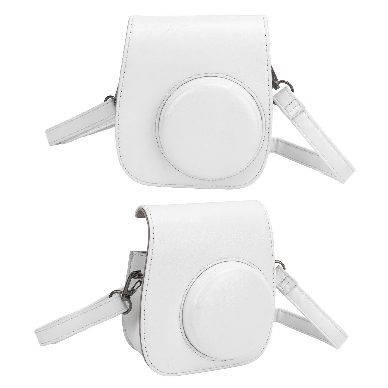 Camera Case, PU Heavy Duty Antiscratch Mini Camera Bag Adjustable with Stickers for Mini 12 (White)