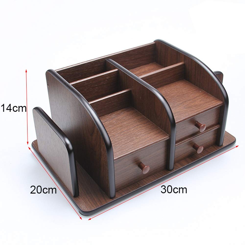 Rustikaler Schreibtisch-Organizer aus Holz mit Schublade, 30 x 20 x 14 cm, Stifthalter und Ordnernizer