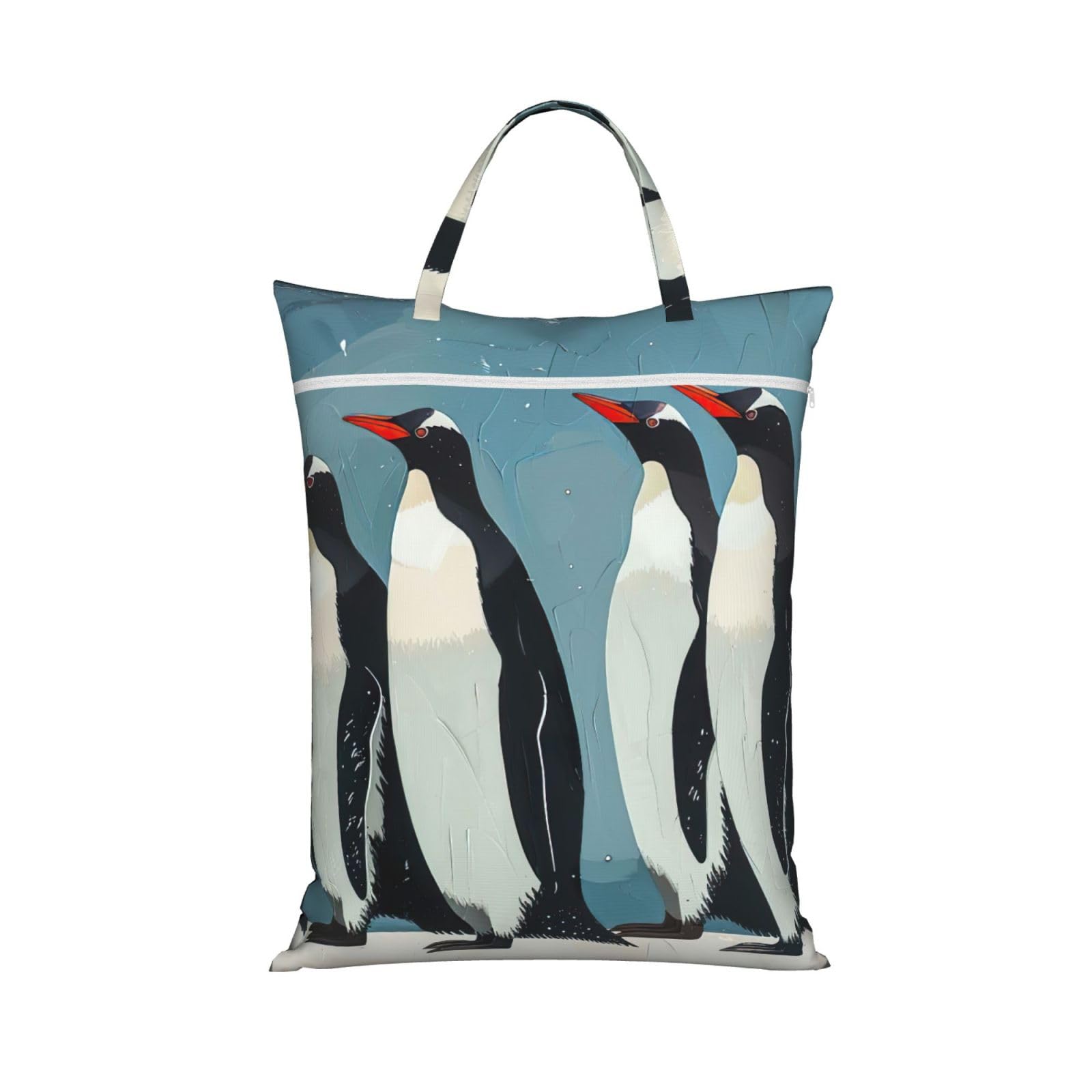 Pphgut 1 Pc Penguin Print Travel Laundry Bag Portable Dirt Clothes Bags Daily Hiking Camping Vacation
