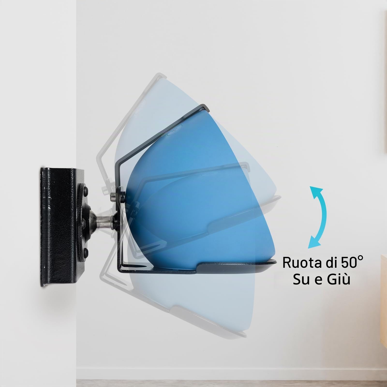 shinar Supporto da parete in metallo per spot 2024 orientabile fino a 360°, inclinabile -50°/+50°, accessorio per spot 2024 con gestione dei cavi (Nero)
