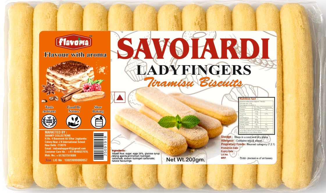 Flavoma Savoiardi Ladyfingers Italian Biscuits, 200g (24 pcs Inside) || Traditional Italian Dessert Making, Savoiardi Style || Authentic Italian Recipe • Soft & Crunchy Texture • Ideal for Tiramisu, Desserts-image-16