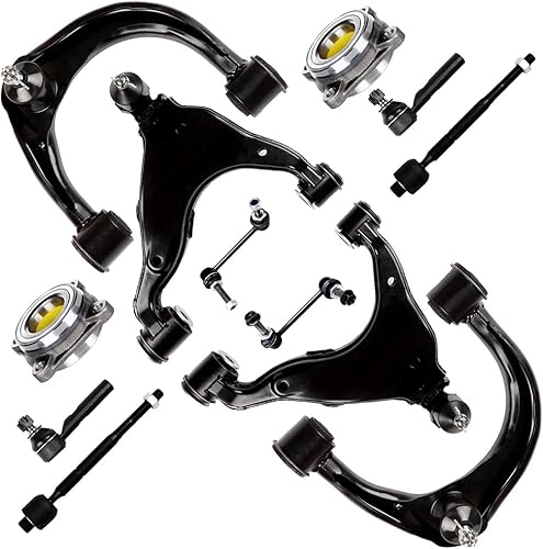 SOSOPART Juego de 12 piezas de suspensión delantera, brazo de control superior inferior con rótula interior exterior de barra de acoplamiento, barra