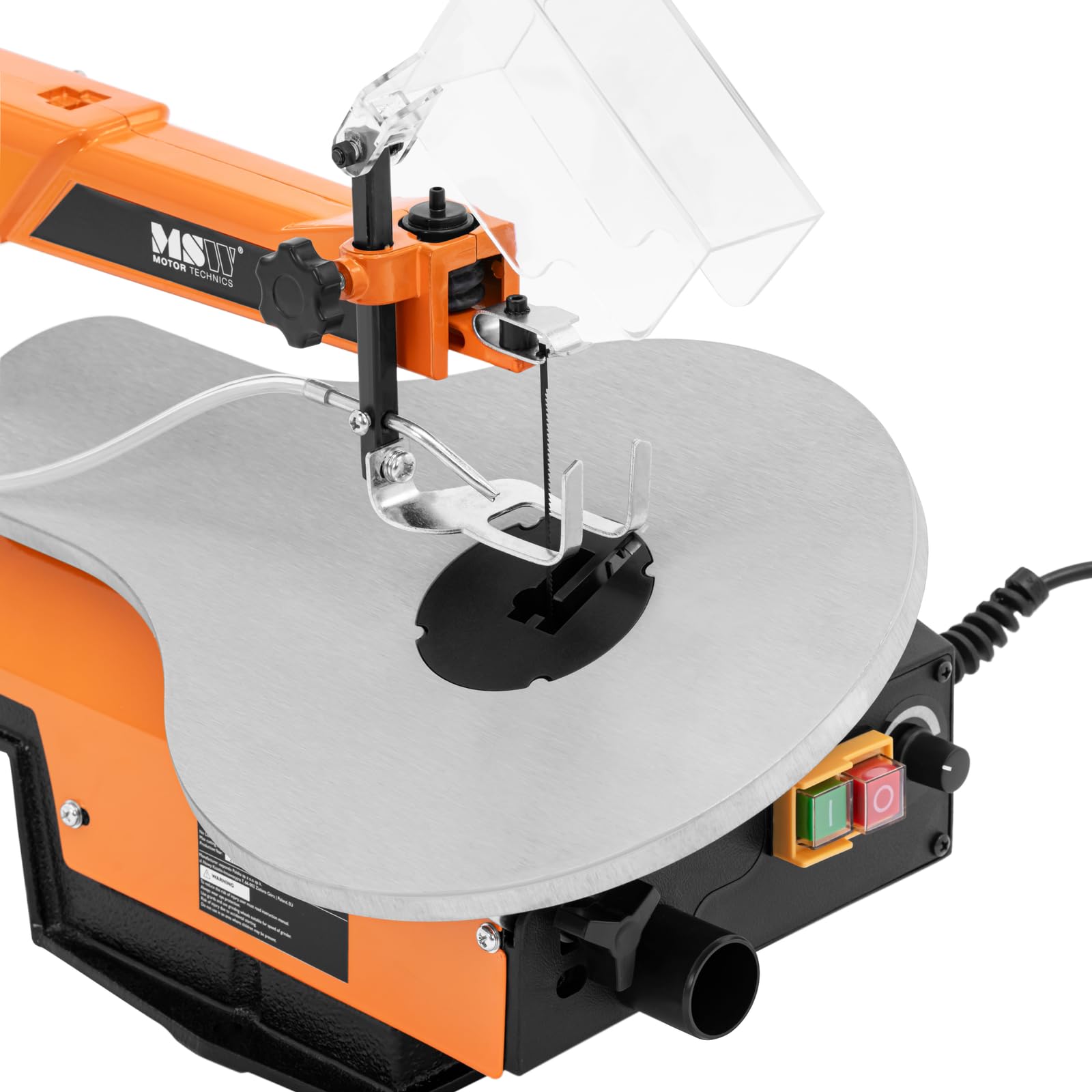 MSW MSW-SBBD-1250EC - Sega da decubo, 120 W, inclinabile di 45°, superficie di lavoro, 254 x 414 mm, luce LED, albero flessibile, sega a taglio fine, legno professionale