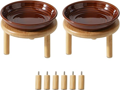 Miniatura 37 de Platos de cerámica anchos para gatos con protección para bigotes, juego de 3 tazones de cerámica para gatos, plato antideslizante para gatitos de B