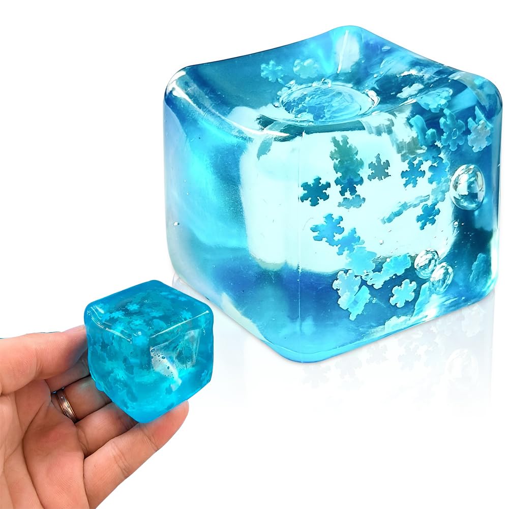 Ice Cube Fidget Toys, Sensory Squishy Fidget Toys, Square Stress Balls Gifts for Adults Kids Teens Presents Anxiety Relief Stress Cube Classroom Prizes Office - 2 pcs
