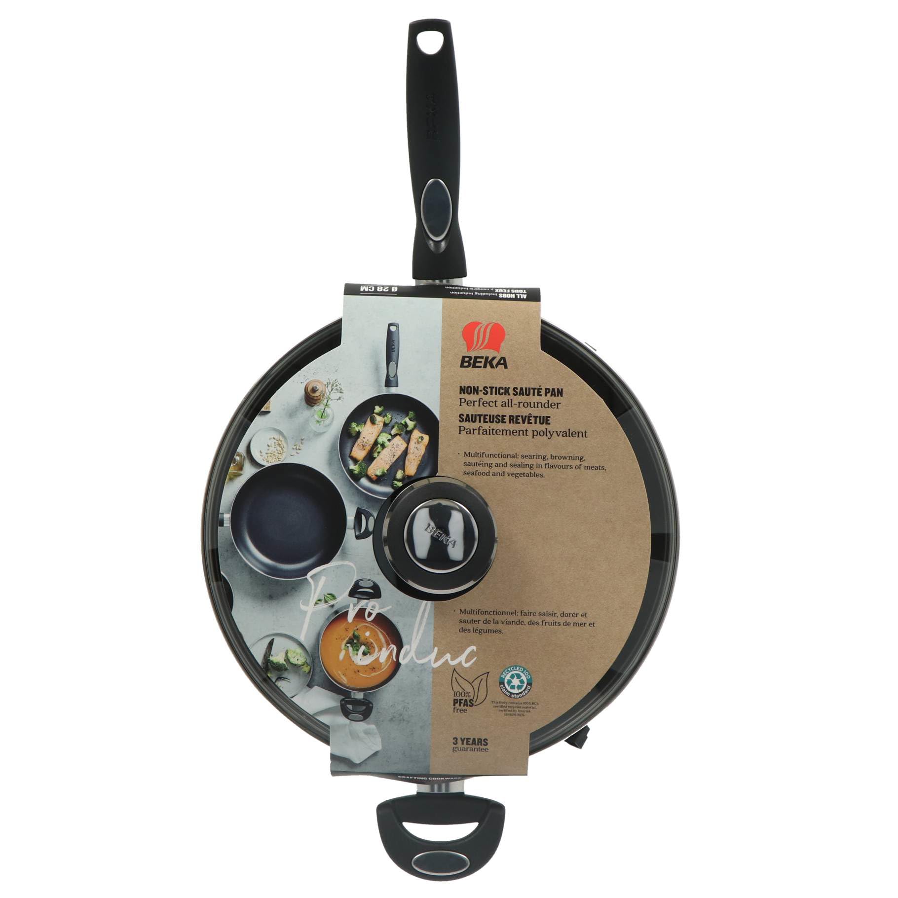 Beka Pro Induc Sauteuse Céramique 28 cm avec Poignée Latérale - Aluminium 100% Recyclé - Sans PFAS - Compatible Induction - Garantie 3