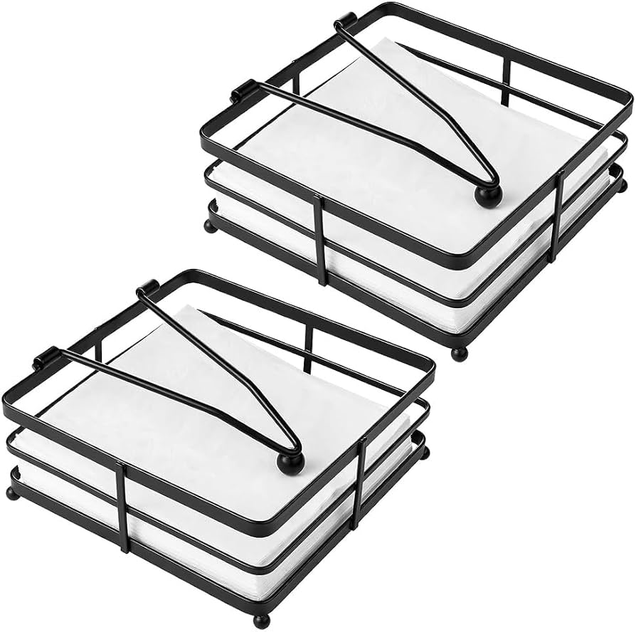 Serviettenhalter Aus Eisen – Quadratisch, Beschwerter Arm, 17,8 X 17,8 Cm, Für Küche & Outdoor
