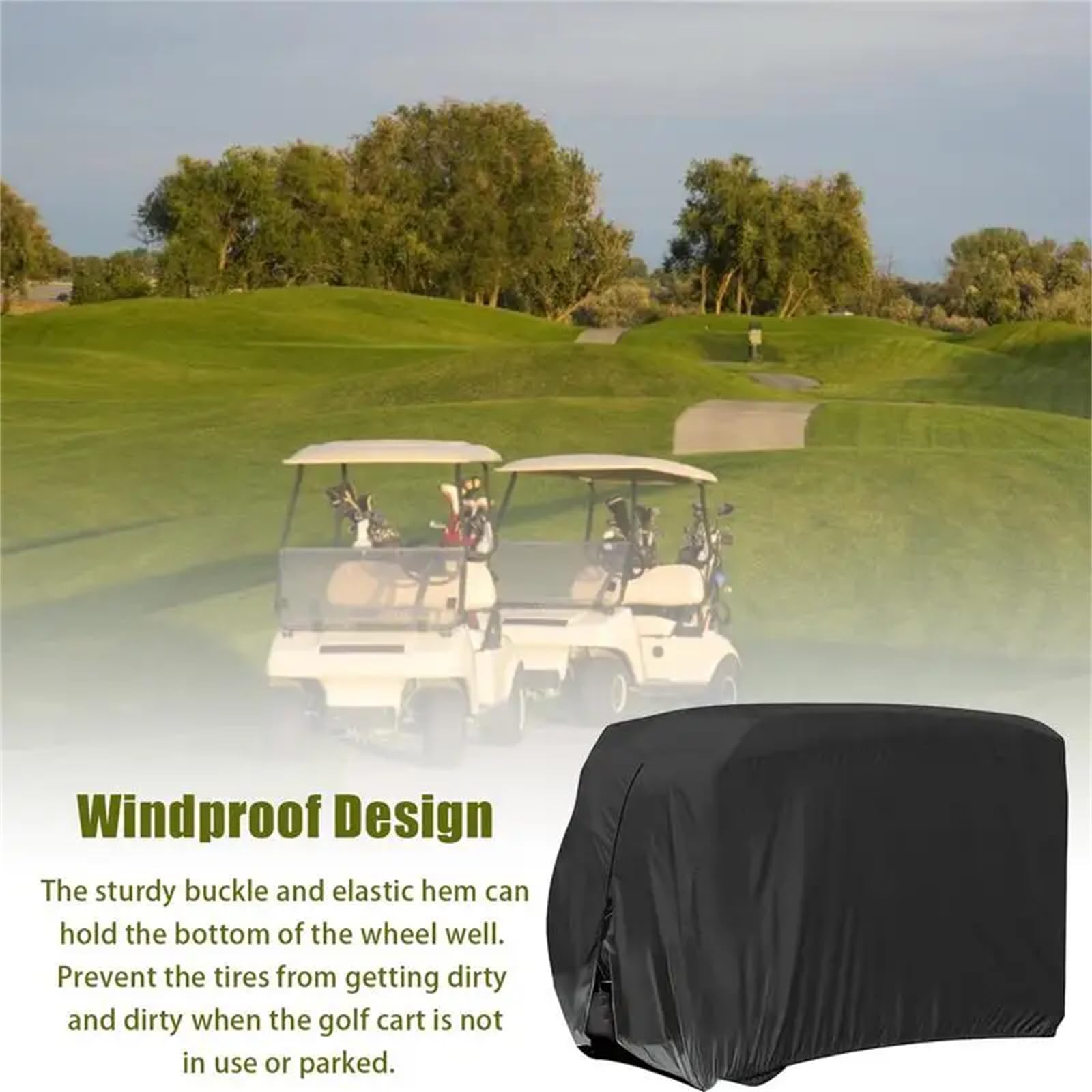 Funda para Carrito De Golf, Protección Exterior Impermeable Cubierta para Lluvia Parabrisas A Prueba De Polvo Tela Oxford Asientos para 4 Personas Carts Cover para Carrito De Ezgo Club Car Yamaha