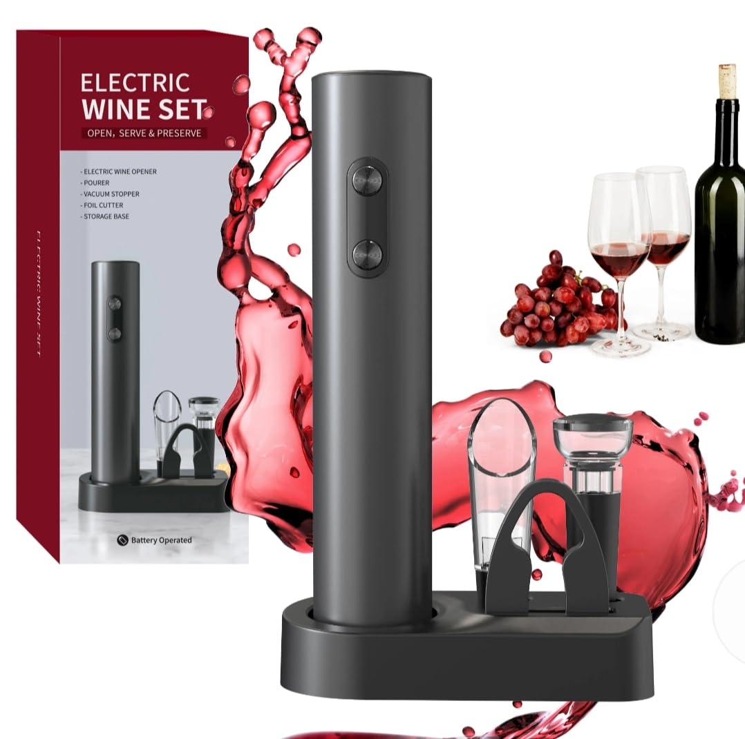 Cordless Electric Wine Bottle Opener with Foil Cutter and accessories, automatic Wine Opener for Home Kitchen, Party, Bar, Restaurant, and gift for Wine Lovers