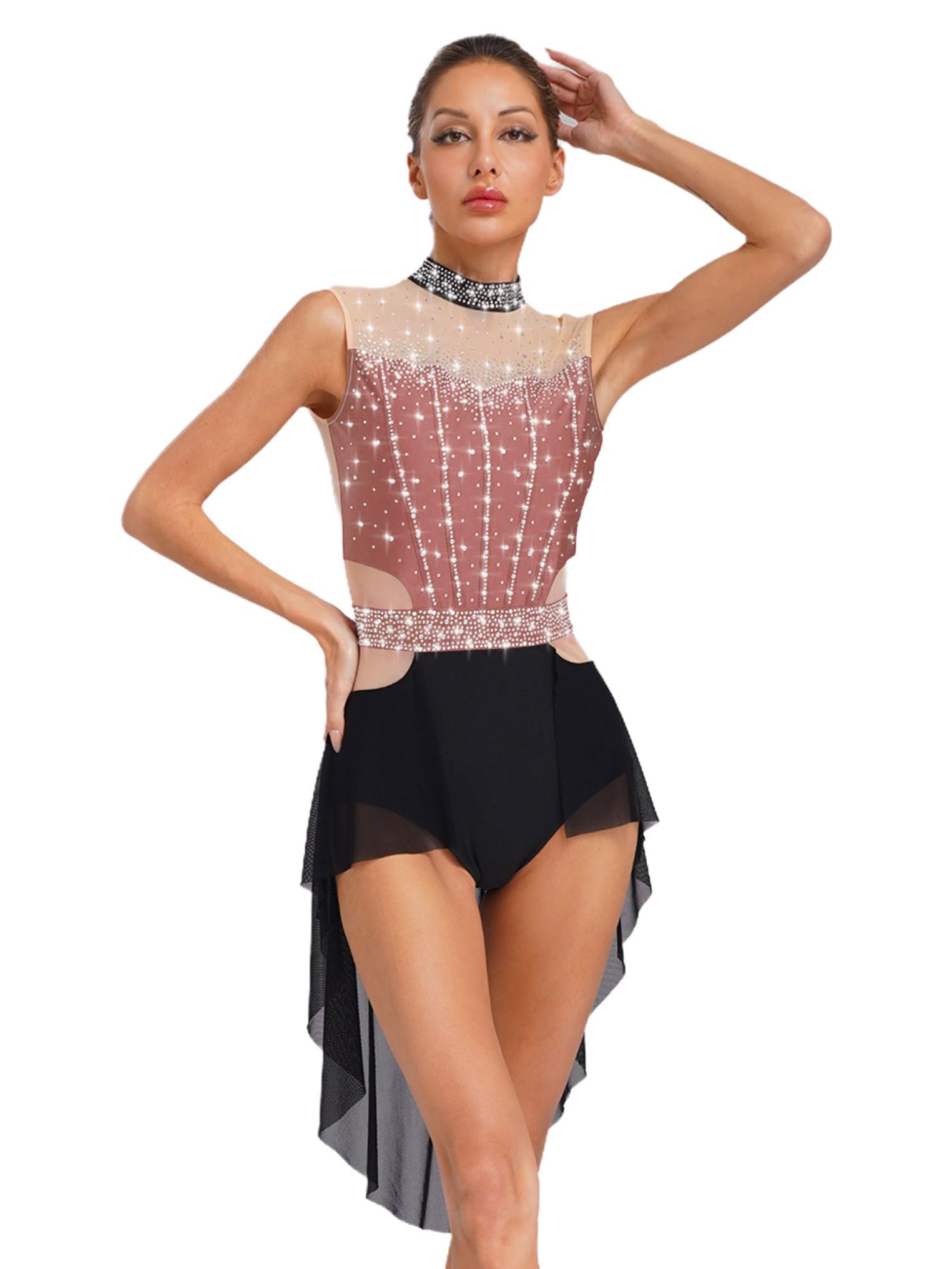 Robe danse latine jazz rumba salsa performance dancewear extensible Kaerm