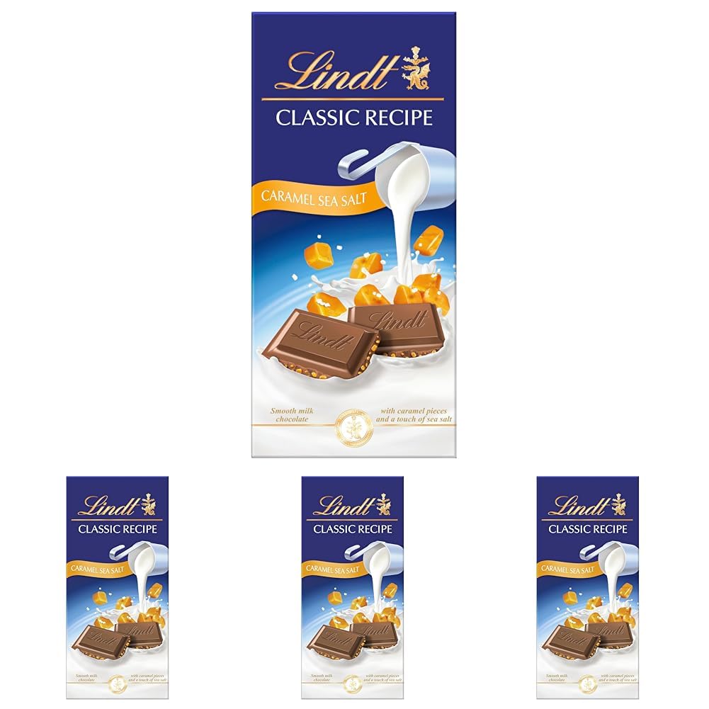 LindtClassic Recipe Caramel Sea salt 100g (Pack of 4)