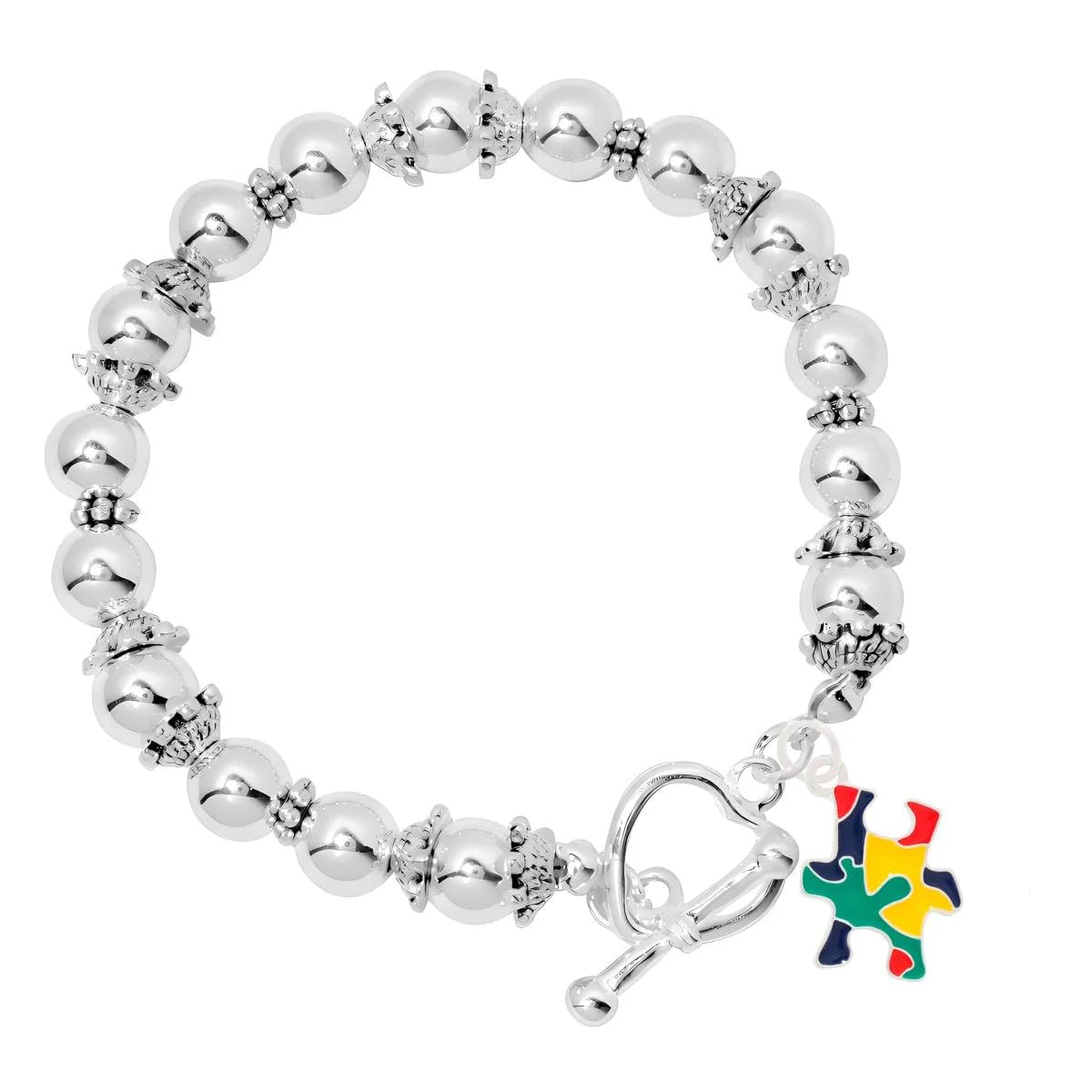 10 Pack Autism Colored Puzzle Piece Beaded Bracelets – Perfect for Awareness, Gift-Giving, Fundraising, Door Prizes & More!