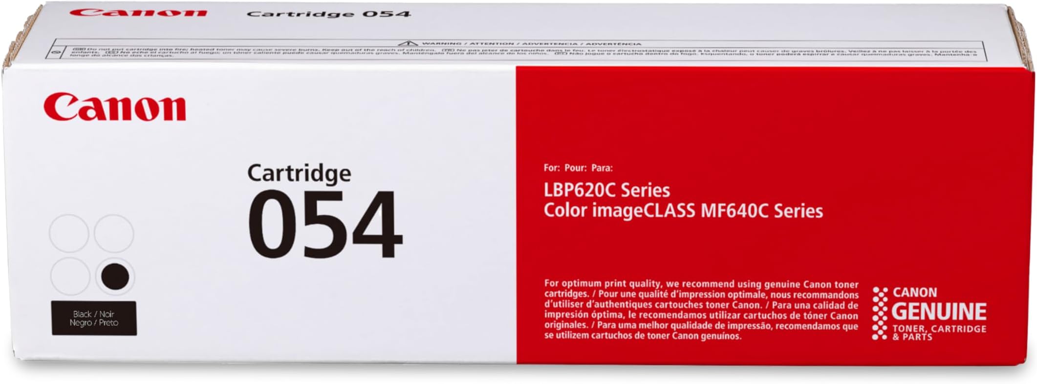 Genuine Toner, Cartridge 054 Black (3024C001) 1 Pack Color imageCLASS MF641Cdw, MF642Cdw, MF644Cdw, LBP622Cdw Laser Printers