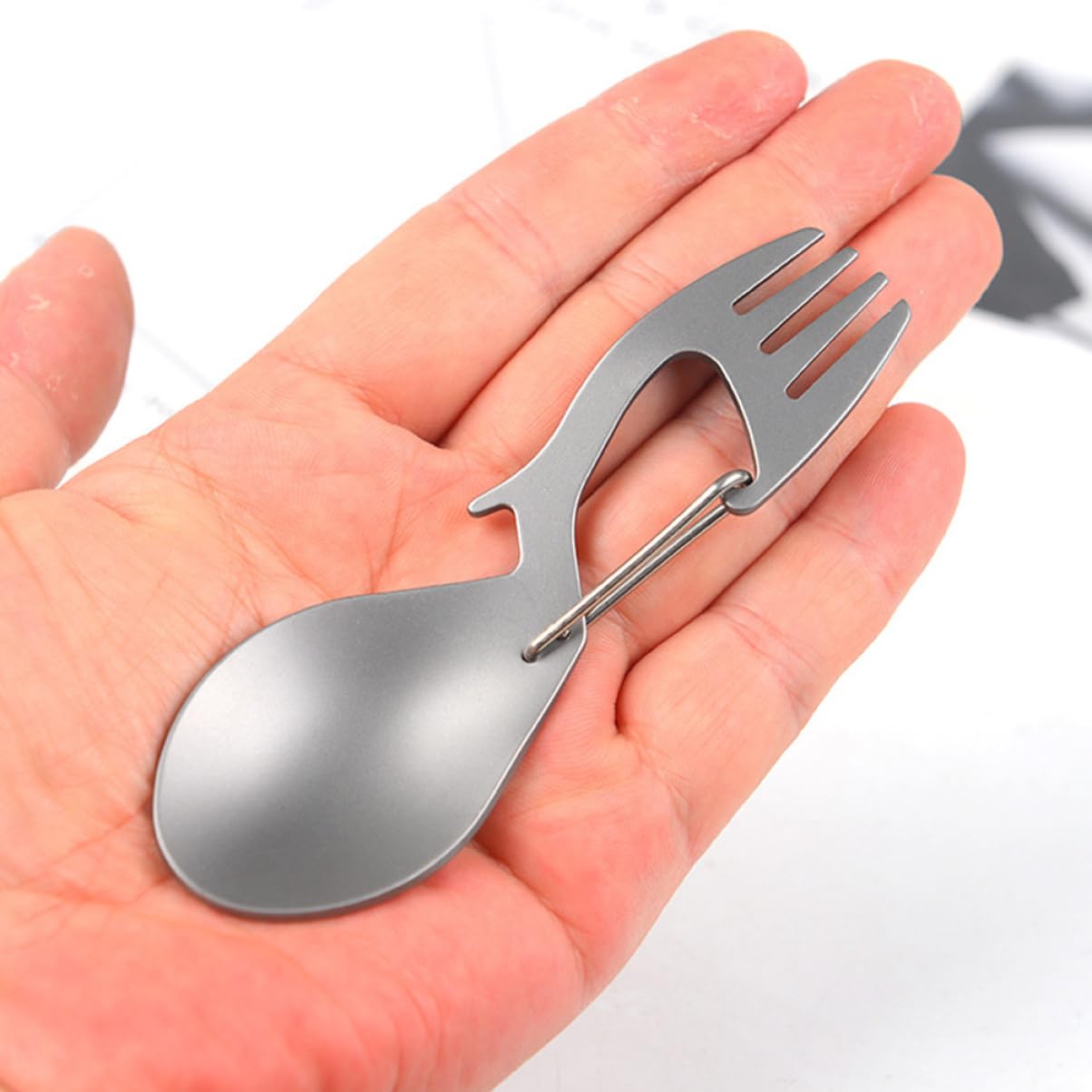 TOYANDONA 5 Pièces Vaisselle Multifonctionnelle En Titane Couverts Portable Camp Cuillère à Petit Voyage Pliant Ustensiles Pliable Spork Multifonction