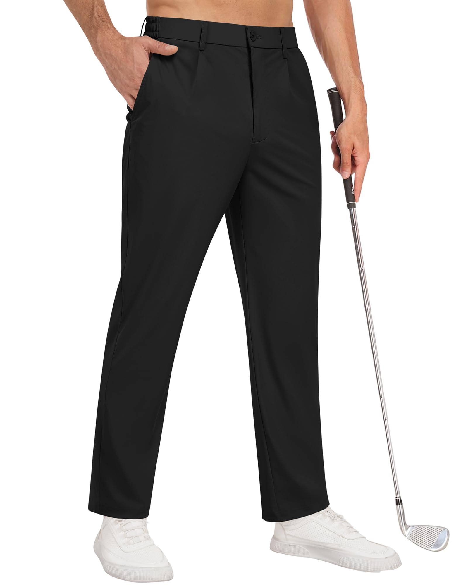 Mens Golf Pants Stretch Casual Dress Pants Elastic Drawstring Slacks for Men Lightweight Trousers with 5 Pockets