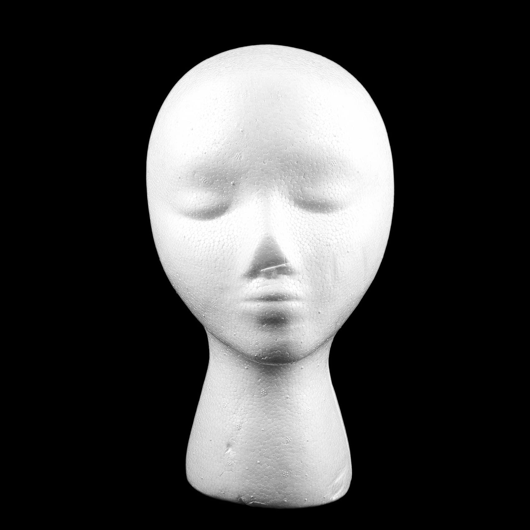 Lot de 10 têtes de mannequin en mousse féminine (polystyrène) - 27,5 x 52 cm - Pour casquettes, écouteurs, accessoires pour cheveux et perruques, femmes