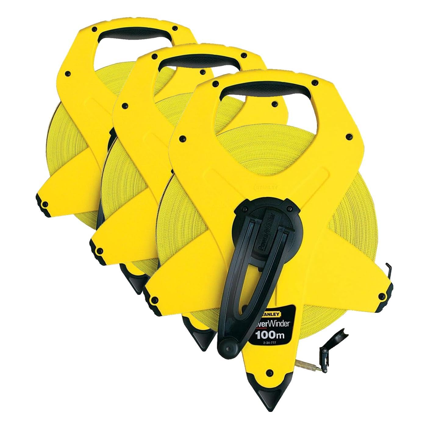 Stanley 2-34-777 - Cinta métrica en Caja Abierta Power Winder, 100 m x 13 mm (Paquete de 3)
