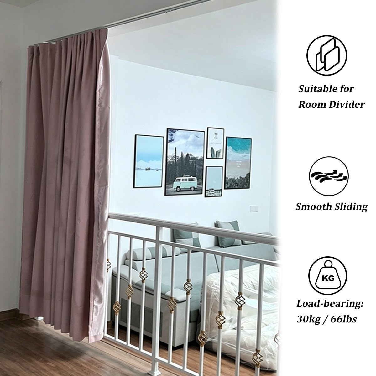 Rail Double Rangée Rideau Aluminium Plafond, Rail Rideaux Avec Roulettes