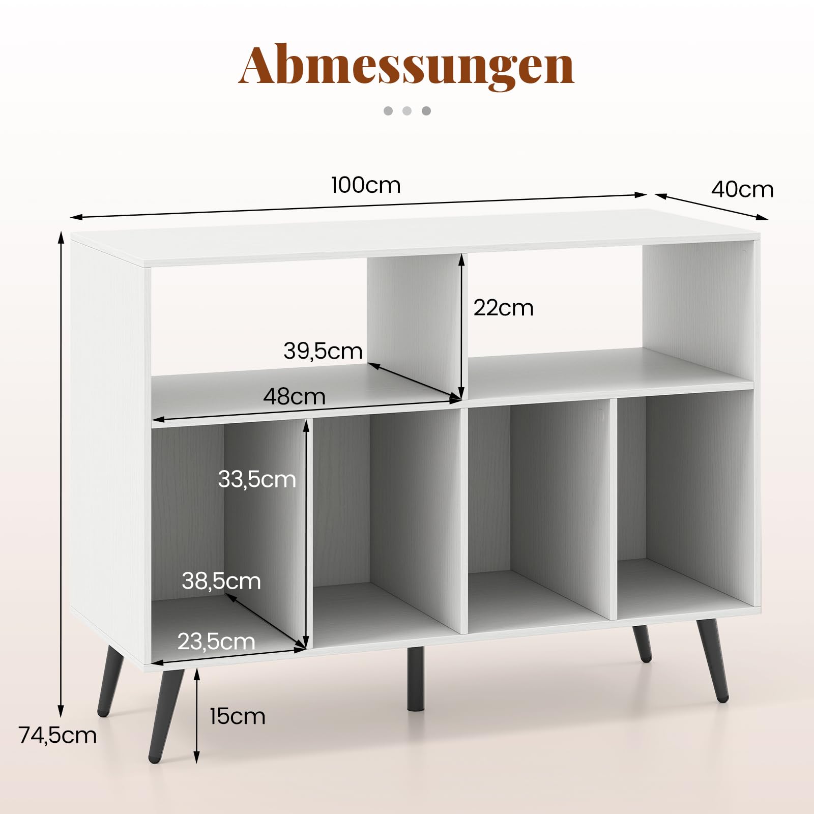COSTWAY Plattenspielerständer 3-stufig, Plattenspielerschrank mit Vinyl-Aufbewahrungsregalen, Schallplatten-Aufbewahrungstisch, Vinyl-Aufbewahrungshalter für Wohnzimmer, Musikzimmer (Weiß)