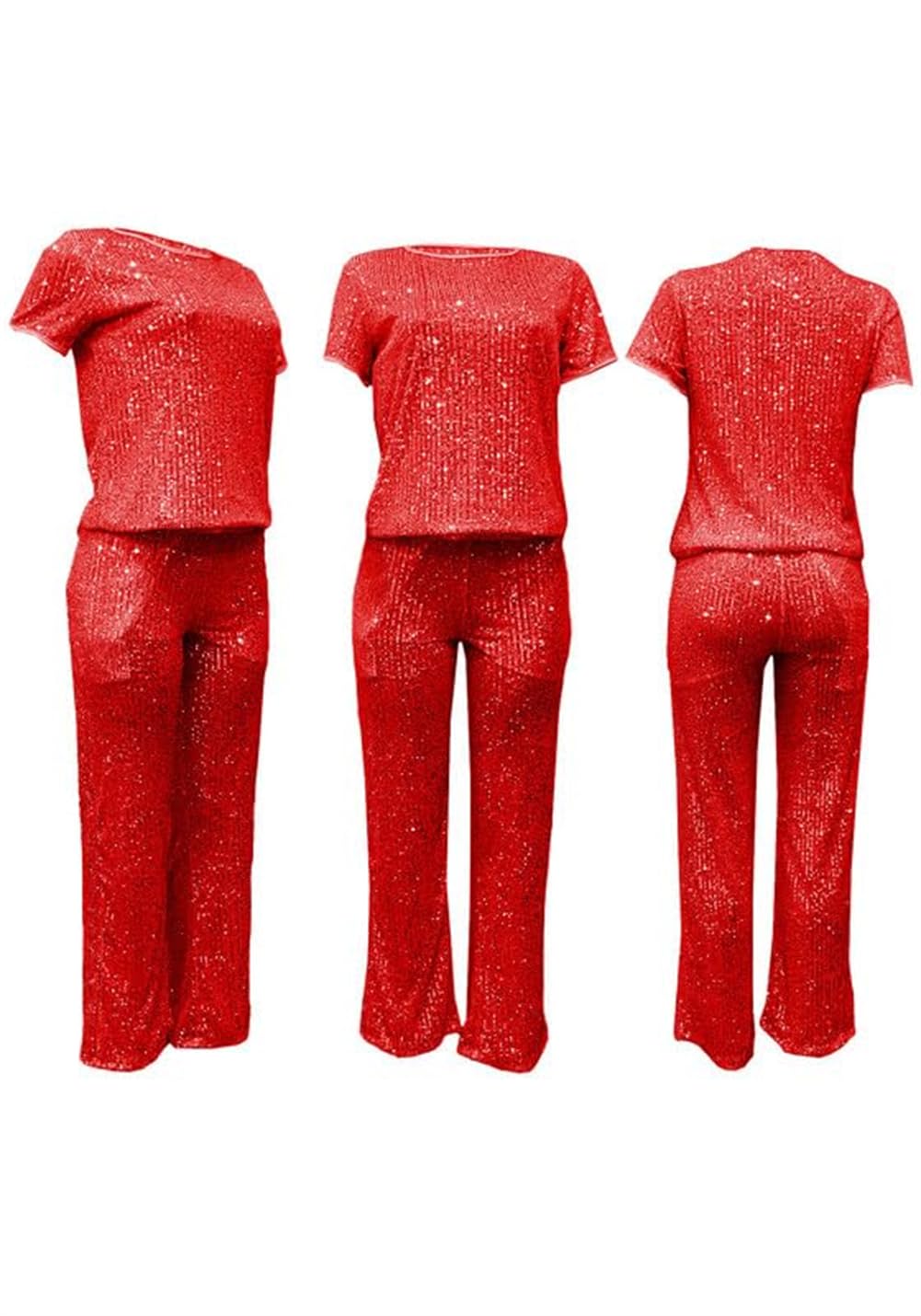 Jednolity kolor cekinowa bluza dwuczęściowy zestaw, długi rękaw cekinowe topy i spodnie błyszczący strój klubowy dres