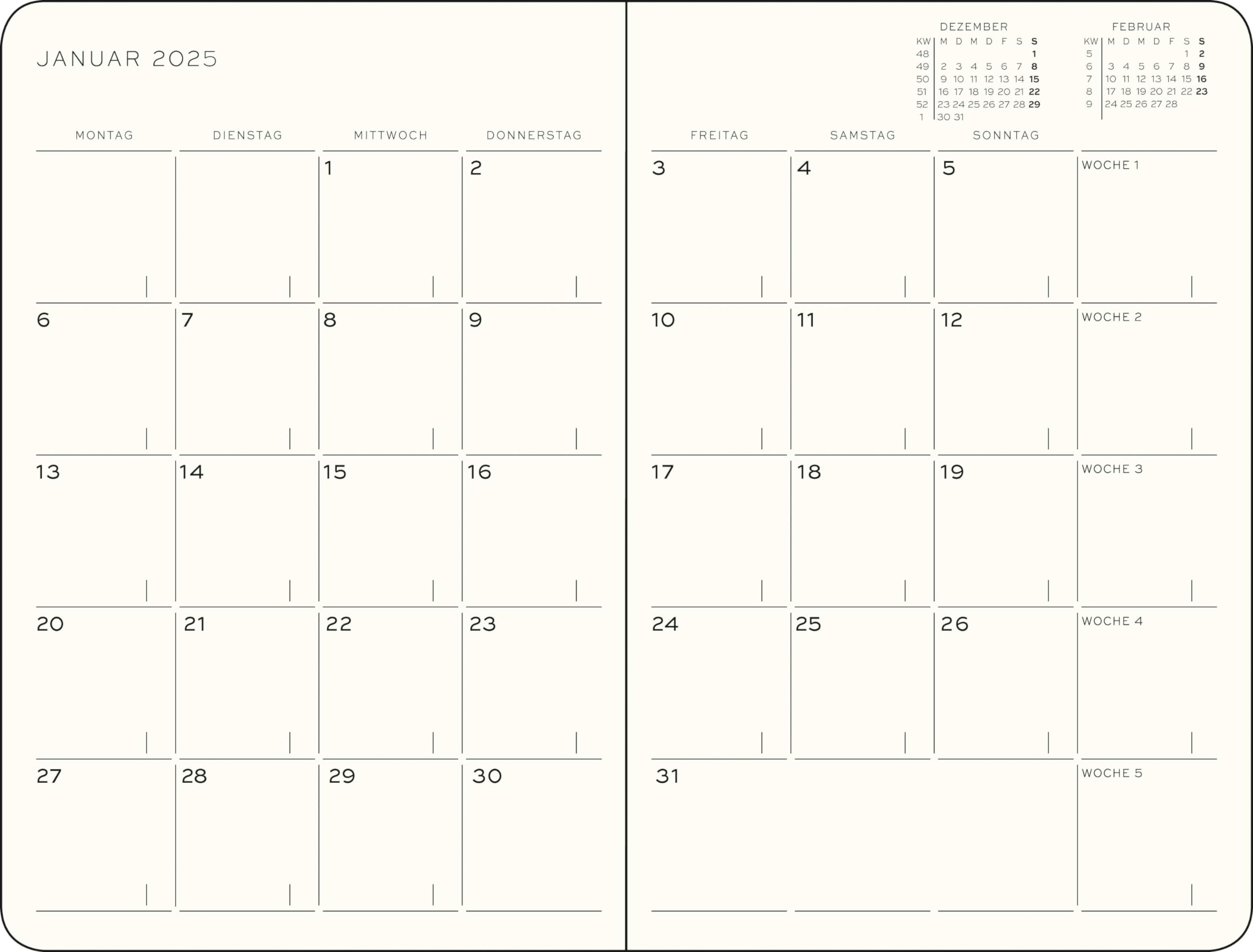 Agenda Mensuel Leuchtturm1917 2026 (B6+) - Du 01/11/2025 Au 28/02/2027 - Couverture Souple Spring Leaf - Allemand