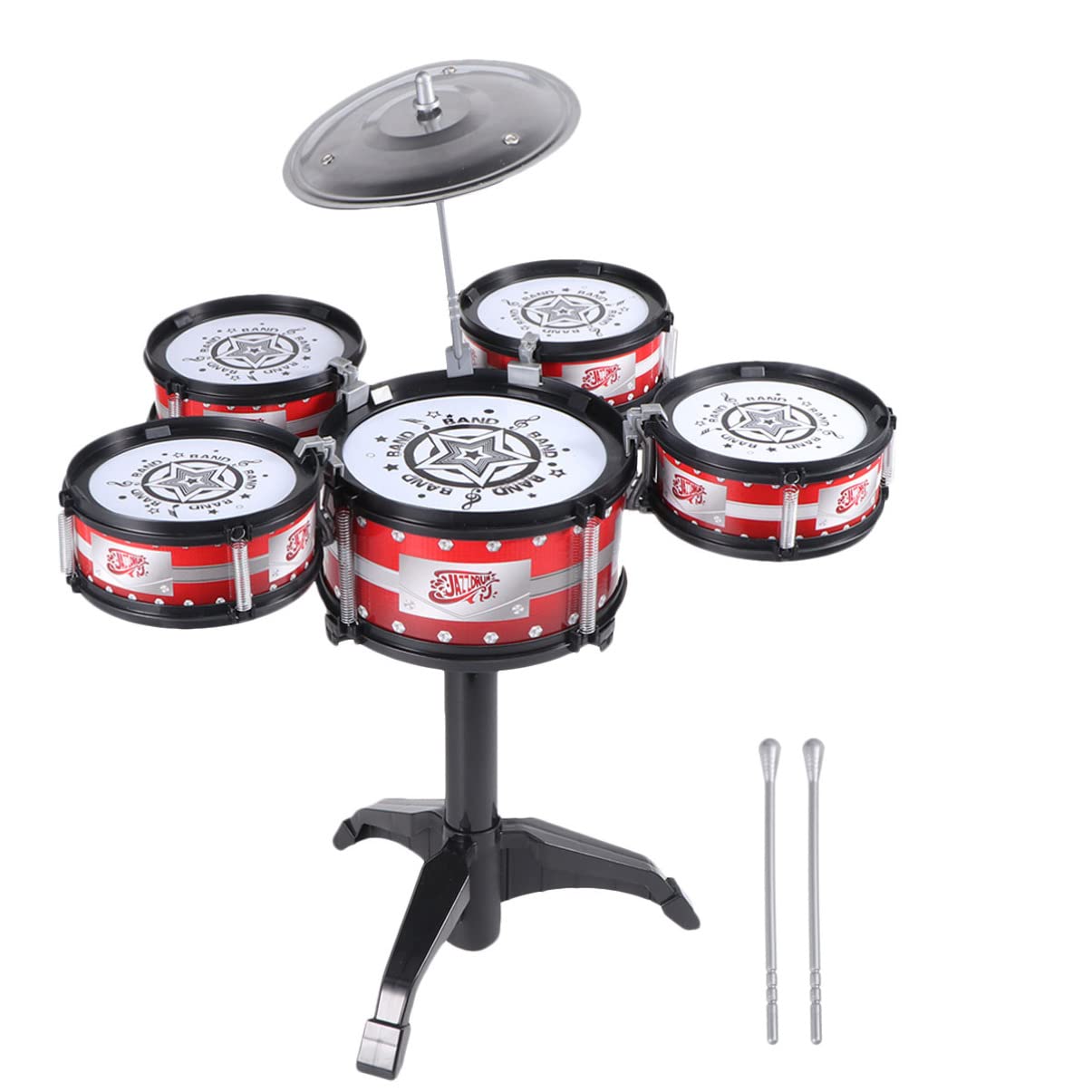 Ipetboom Kids Jazz Drum Set Mini Drum Set Musical Instruments Beginner Sets Educational Preschool Musical Instruments Drum Toy Gift Dollhouse Model