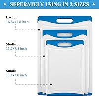 Vista 4 de Extra Large Cutting Board, Dishwasher Safe Chopping Boards With Juice Grooves and Easy Grip Handle, 3 Pieces Plastic Cutting Board Set