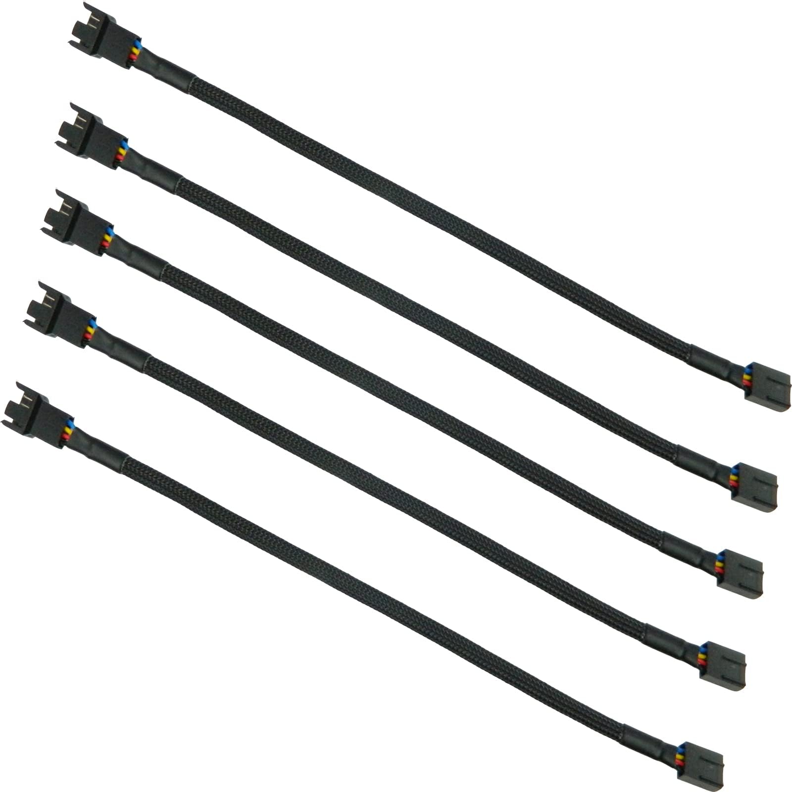 5PCS 4-Pin PWM Fan Splitter Cable Sleeved Braided Adapter Computer PC Fan Extension Power Supply Cable Converter Cord Wire Compatible with Computer ATX Case 4-Pin/3-Pin Cooling Fan Cable